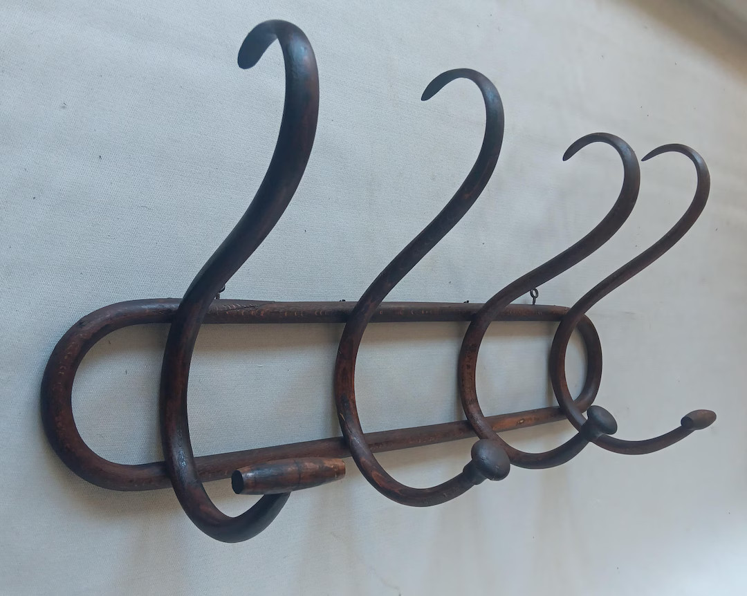 Vintage Bentwood Wall Coat Rack Thonet Style Antique - Etsy | Etsy (US)