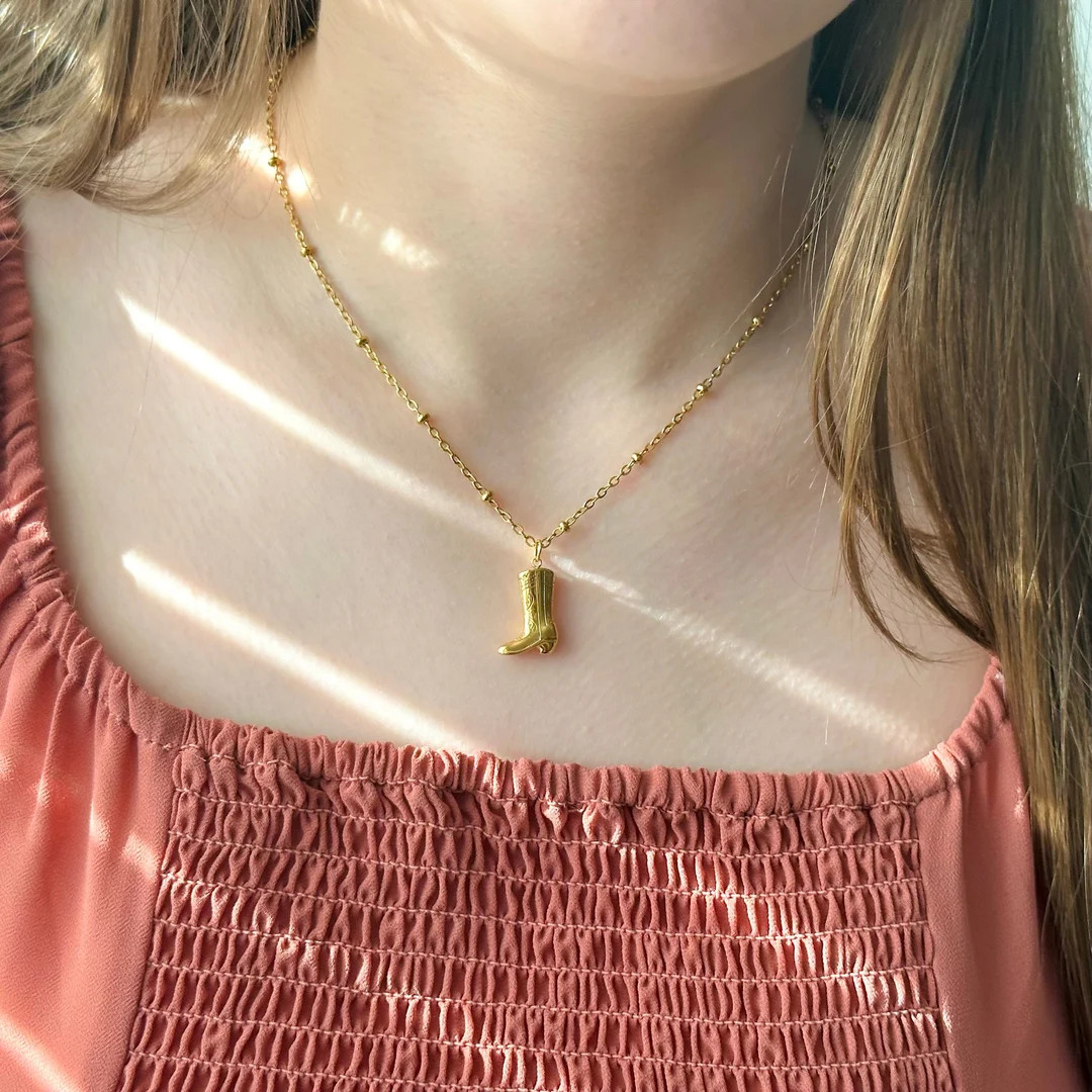 GOLD Cowboy Boot Charm Necklace Best Friend Gift for Her Minimalist Western Jewelry Country and W... | Etsy (US)