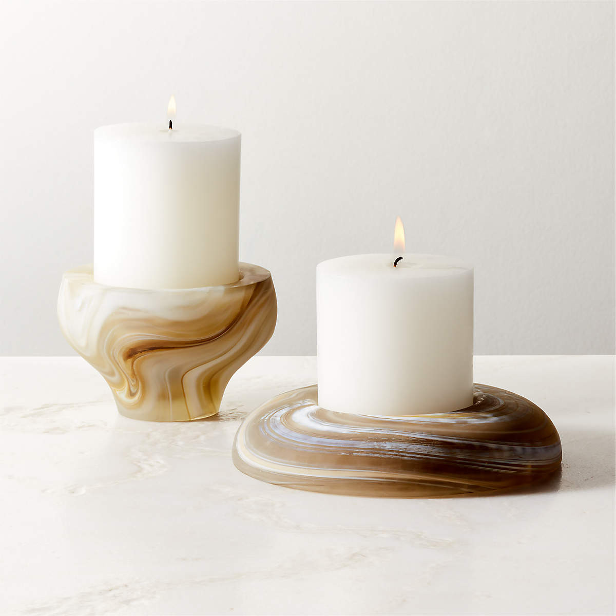 Olino Swirl Glass Candle Holder Low | CB2 | CB2