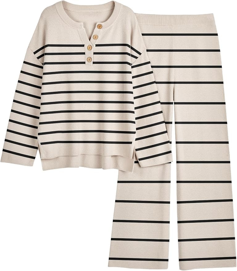 LILLUSORY Women's 2 Piece Lounge Sets Oversized Slouchy Matching Cozy Knit Sets | Amazon (US)