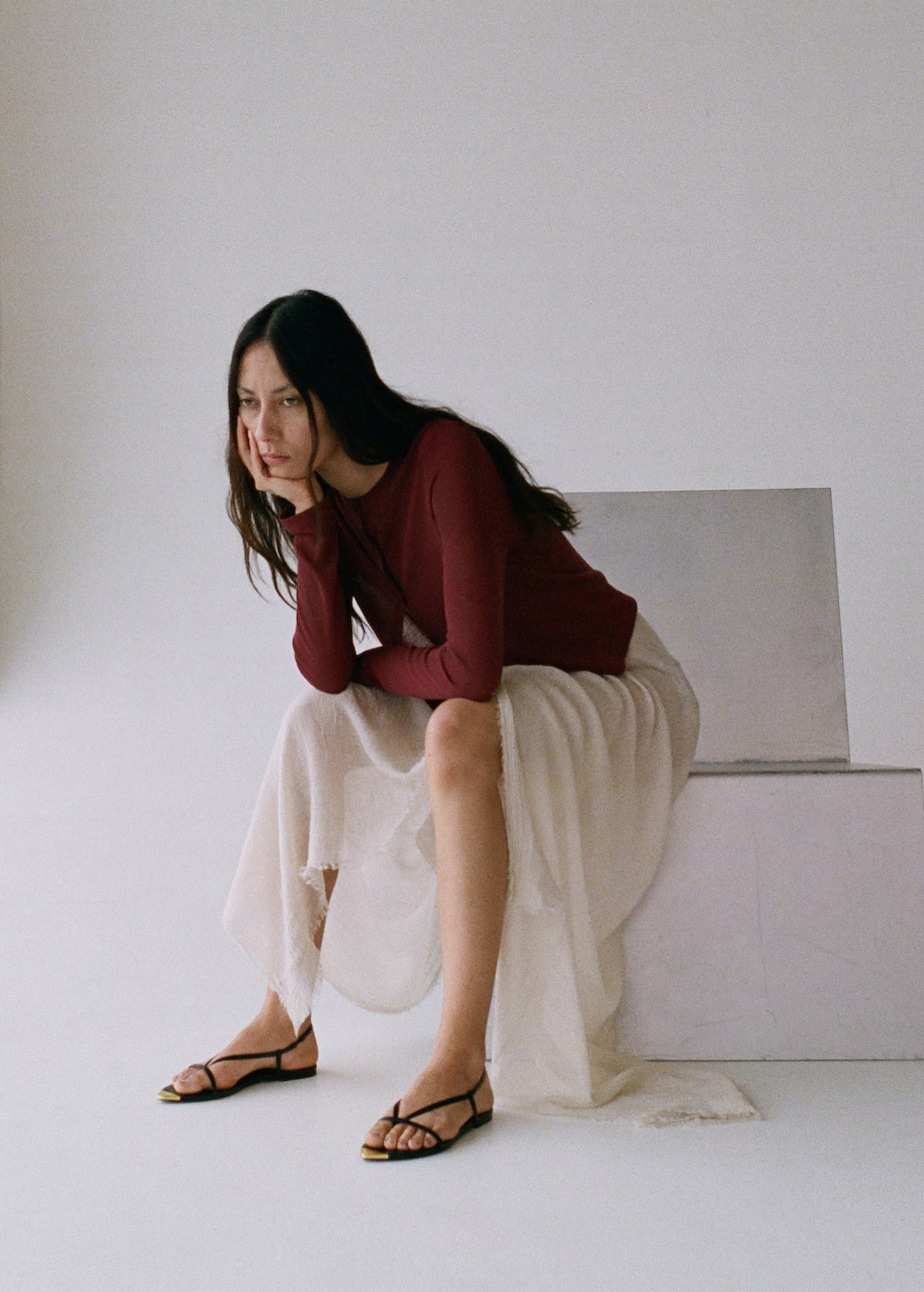 Leather sandals with strap and contrasting toe - Women | MANGO United Kingdom | MANGO (UK)