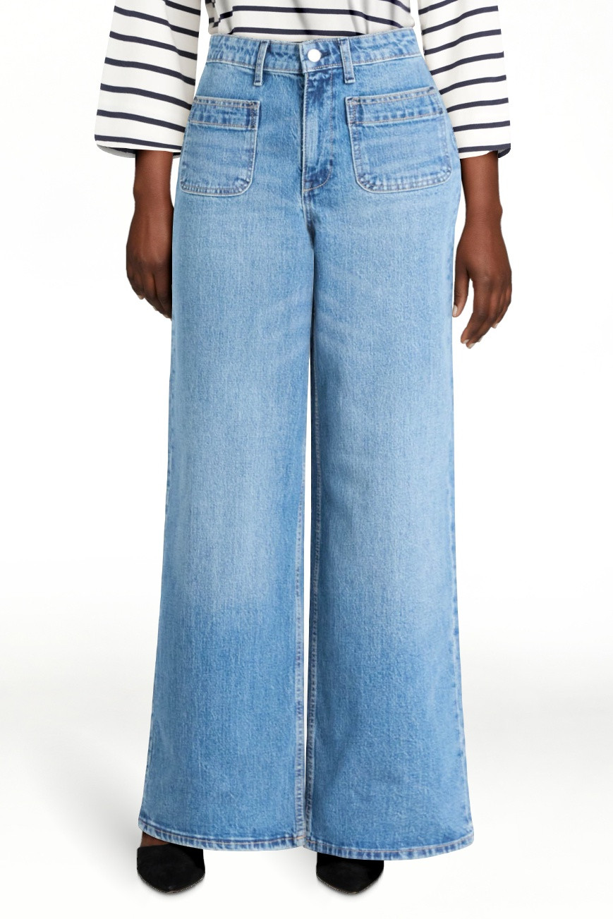 Free Assembly Women's and Women's Plus Wide Leg Jeans with Patch Pockets, 30", 32", and 34" Insea... | Walmart (US)