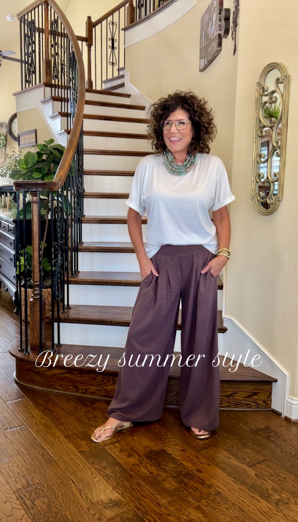 It was too cold for a dress this morning and I didn’t want to wear jeans after self tanning! These gauzy palazzo pants did the trick! 

Palazzo pants
Gold sandals
DSW
Dolce Vita
Beaded necklace
Layered necklace
Classic tee shirt
Women over 60
Cruise outfit
Summer look



#LTKTravel #LTKMidsize #LTKootd