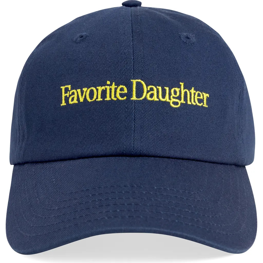 Favorite Daughter Classic Logo Cotton Twill Baseball Cap in Navy /Yellow at Nordstrom | Nordstrom