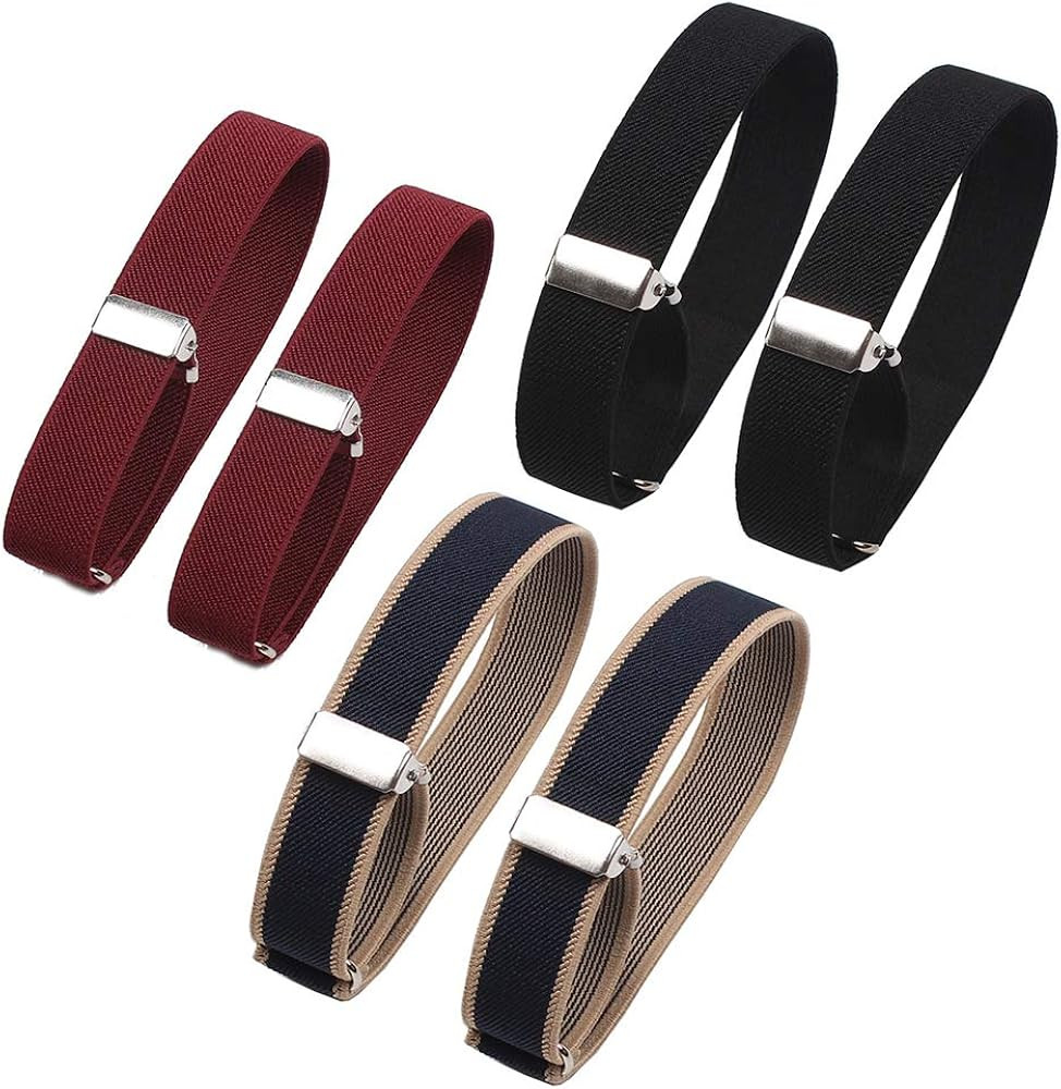 6 Pieces (3 Pairs) Unisex Elastic Adjustable Armbands Anti-Slip Shirt Sleeve Holders Adjustable A... | Amazon (US)