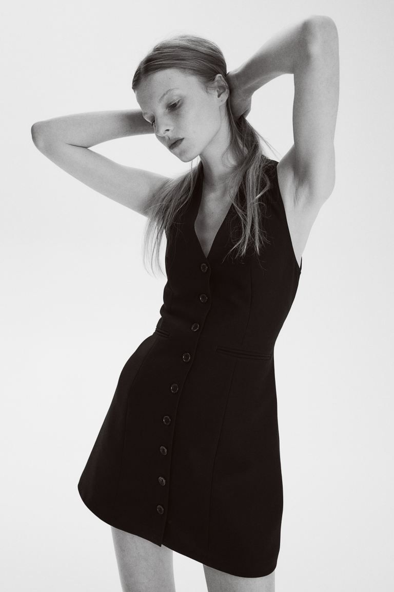 Button-front Dress - Black - Ladies | H&M US | H&M (US + CA)
