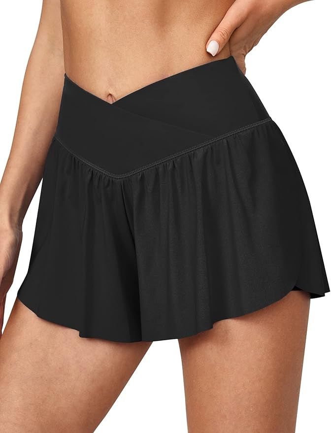 IUGA 2 in 1 Flowy Shorts Butterfly Shorts Crossover Running Shorts for Women High Waisted Athleti... | Amazon (US)