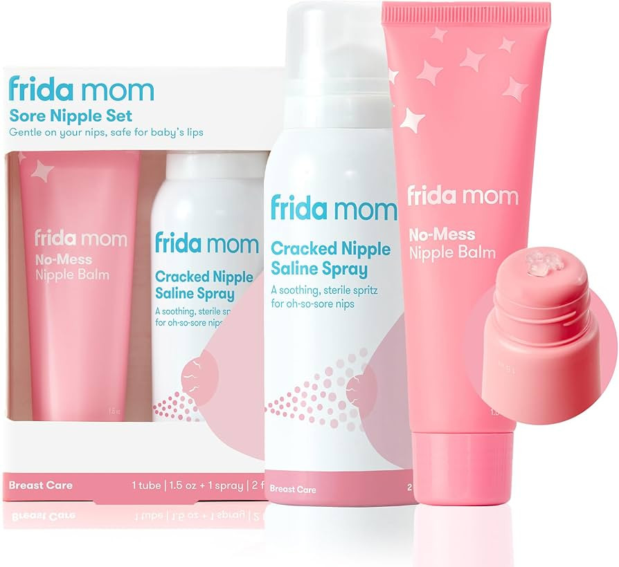 Frida Mom Nipple Cream and Saline Spray Set, Breastfeeding Essentials for New Moms, Cracked Nippl... | Amazon (US)