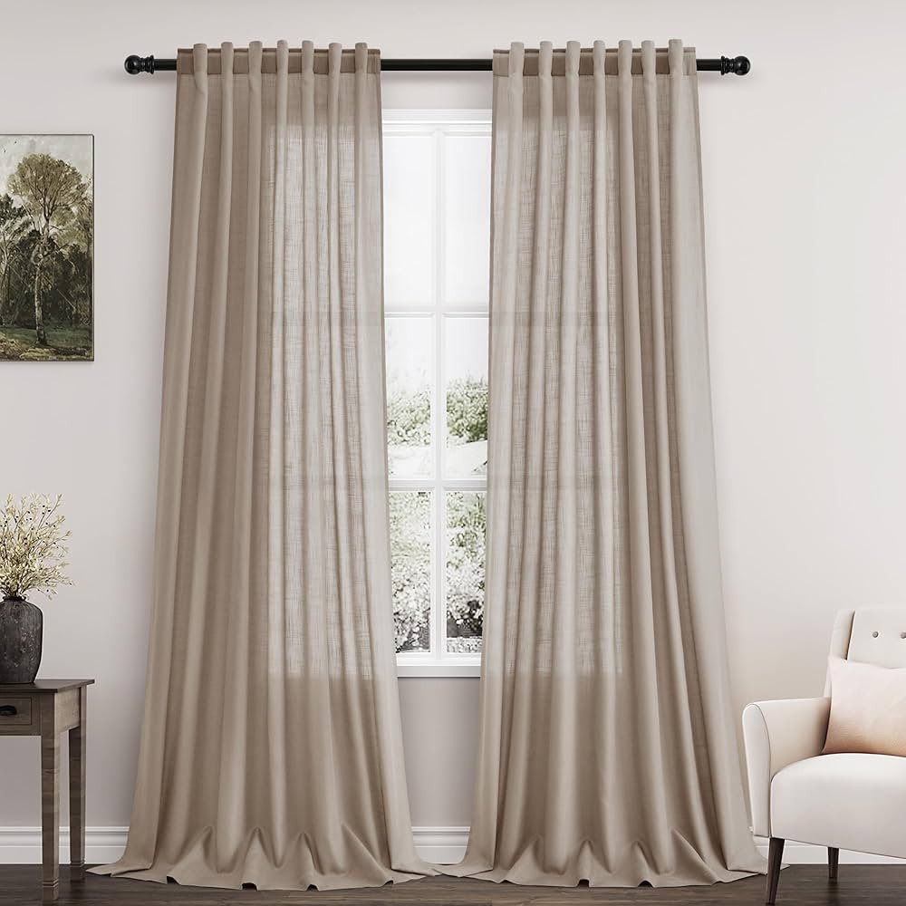 Extra Long Curtains 2 Panels 102 Inches Long for Living Room Light Taupe Back Tab Rod Pocket Ligh... | Amazon (US)