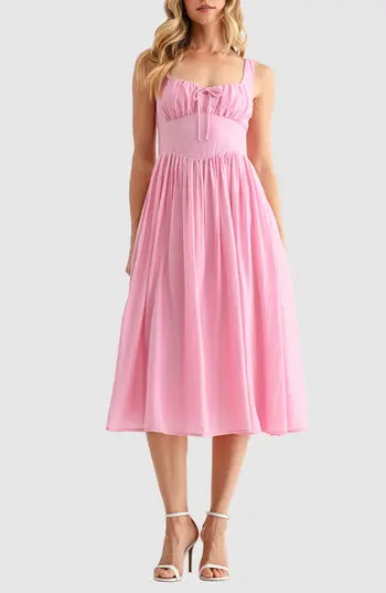 All in Favor Set-In Waist Midi Dress in Pink at Nordstrom Rack, Size Medium | Nordstrom Rack