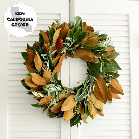 Fresh Handmade Wreath - Magnolia + Olive Branch Wreath- 20" | Etsy (US)