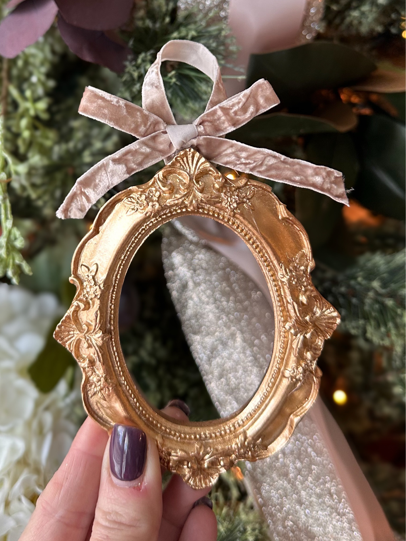 Remember these adorable frames I posted earlier? We added this beautiful crushed velvet ribbon and added a bow! 

Hint on out upcoming tree - these are the only bows on the tree! 

#christmastree #christmastreeornaments

#LTKHoliday #LTKSeasonal #LTKHome