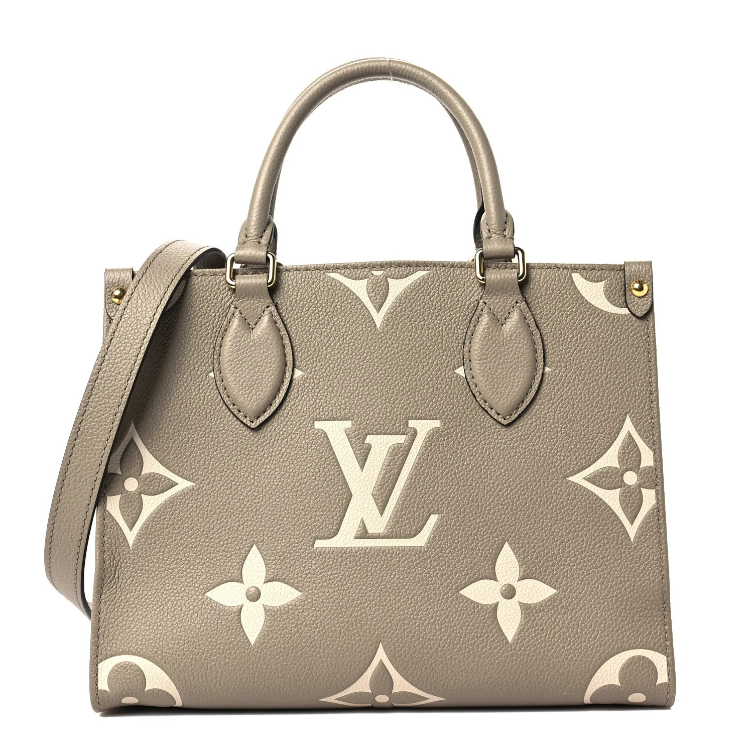 LOUIS VUITTON Empreinte Monogram Giant Onthego PM Tourterelle Creme | FASHIONPHILE (US)
