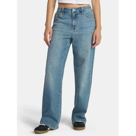 No Boundaries High Rise Baggy Wide Leg Jeans, 30'' Inseam, Women’s | Walmart (US)