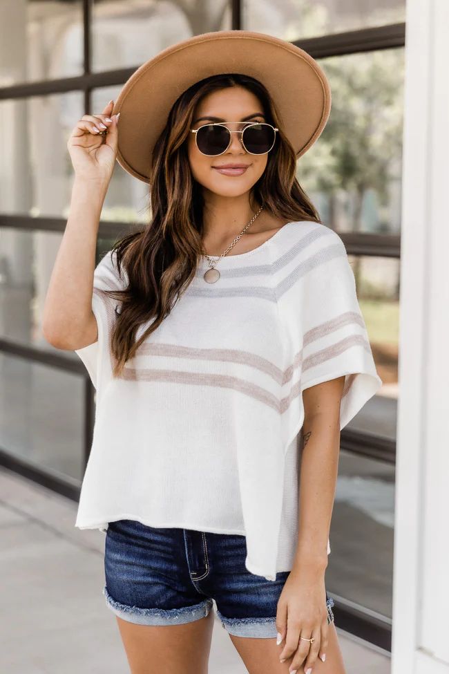 Fading Feelings Striped White Blouse | Pink Lily