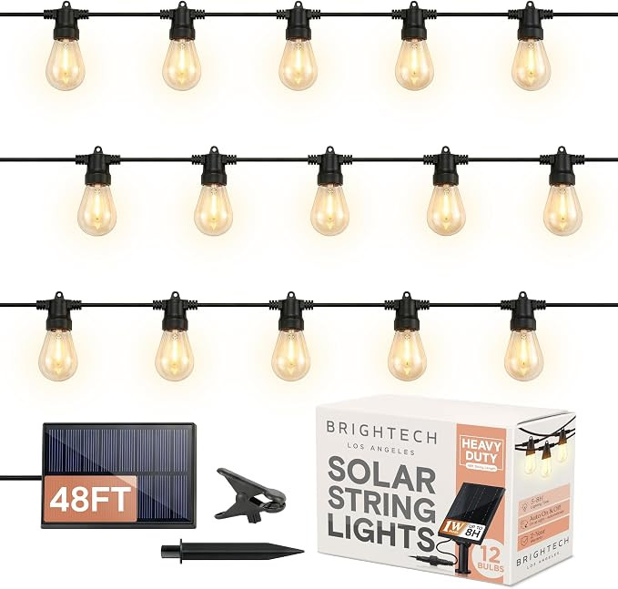 Brightech Ambience Pro Solar Powered Outdoor String Lights, 48 ft Commercial Grade Waterproof Pat... | Amazon (US)