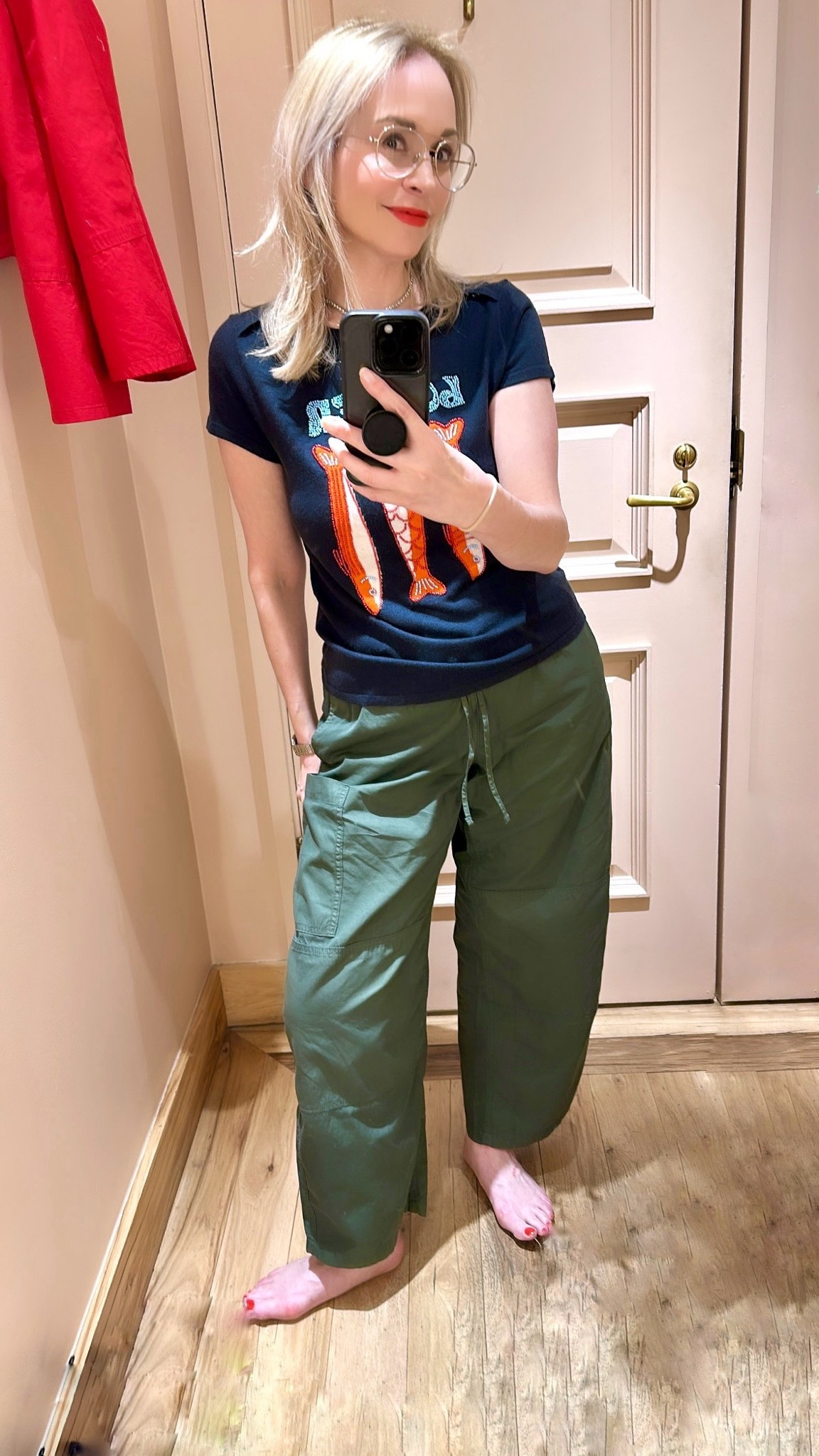 Featherweight beaded tee was a surprise love. Bought the small. Pants are a small too.

#LTKootd #LTKPetite