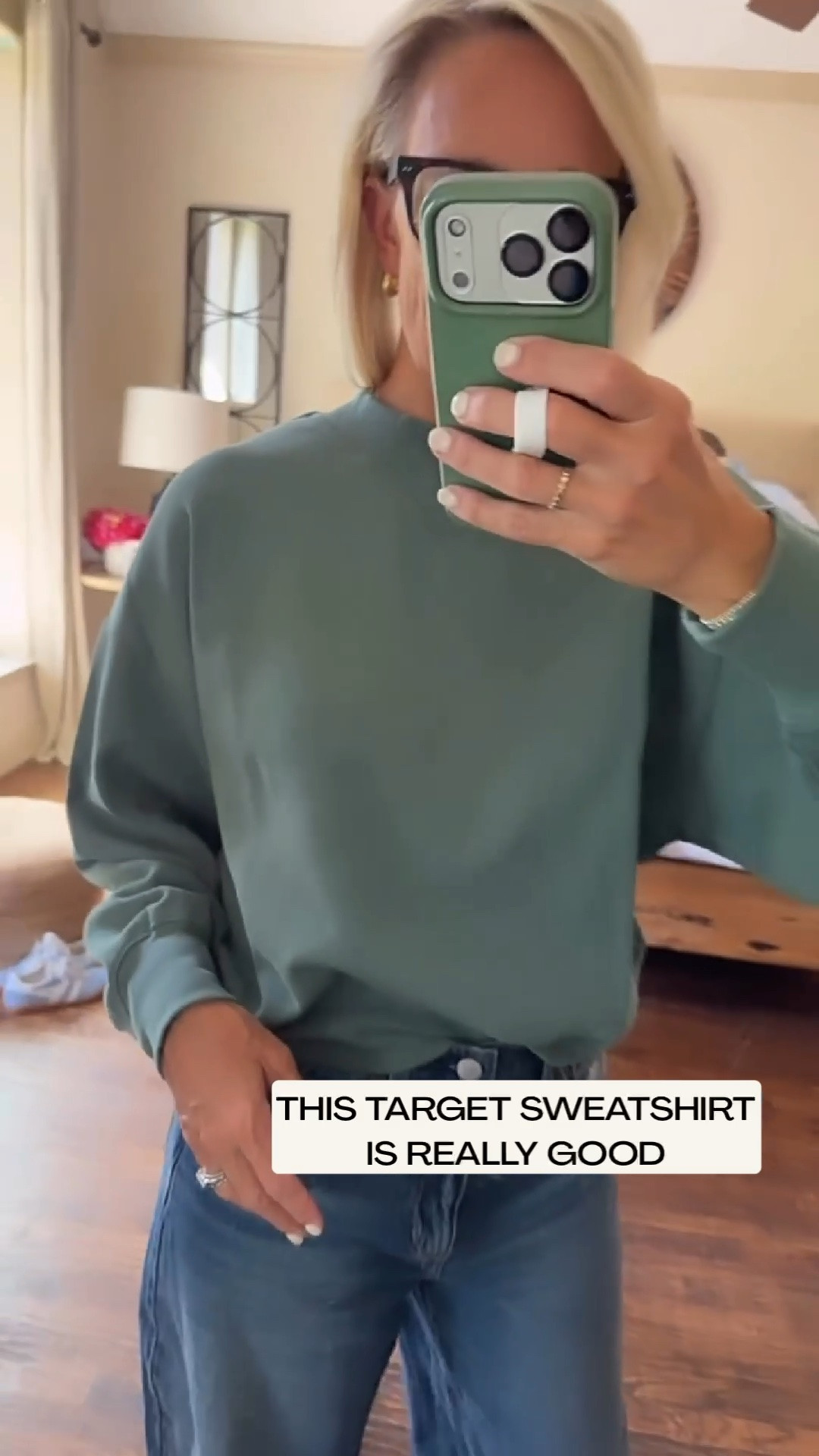 Okay, this green sweatshirt is really good! I’m wearing my usual small, and I’d say it fits true to size. I love the slightly cropped length and all the little details, from the sleeves to the collar, that make it feel a little more elevated than your average sweatshirt. And this color is just so good with denim!

💡 LTK MADE EASY
❤️ Heart = Support my posts!
🔖 Save = Get sale & restock alerts
📋 Lists = Keep favorites organized
📲 Share = Send lists and products to a friend. Hello, Christmas List!
💬 Comment = Ask me anything about what I’m wearing.:-)

#LTKootd #LTKOver40 #LTKTravel