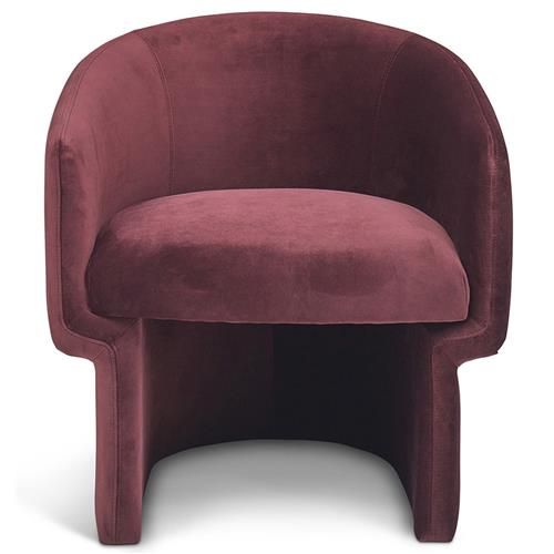 Ellie Modern Classic Purple Upholstered Wood Frame Barrel Arm Chair | Kathy Kuo Home