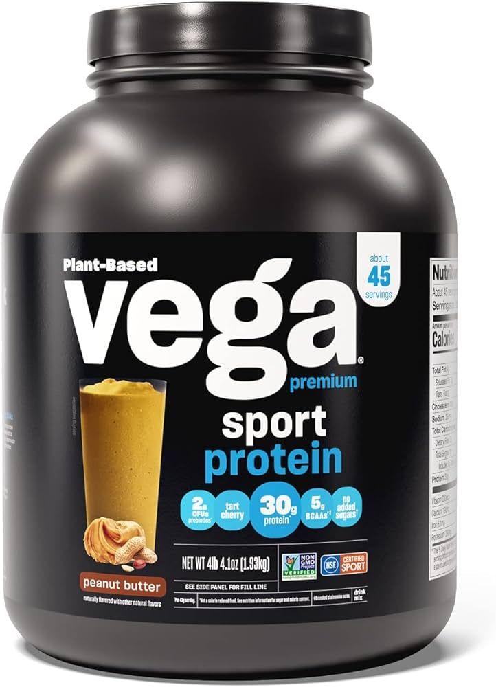 Vega Premium Sport Protein Peanut Butter Protein Powder, Vegan, Non GMO, Gluten Free Plant Based ... | Amazon (US)