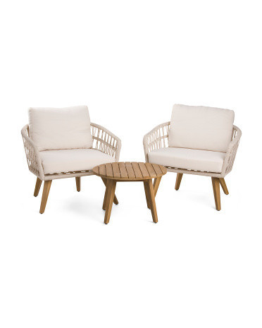 3pc Outdoor Rope And Acacia Furniture Set | TJ Maxx