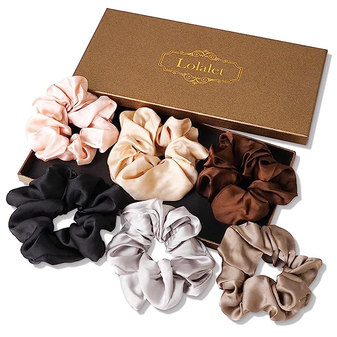 Lolalet Scrunchies for Women, Satin Hair Softer Than Silk Ties Sleep, Big Scrunchy Ponytail Holde... | Amazon (US)