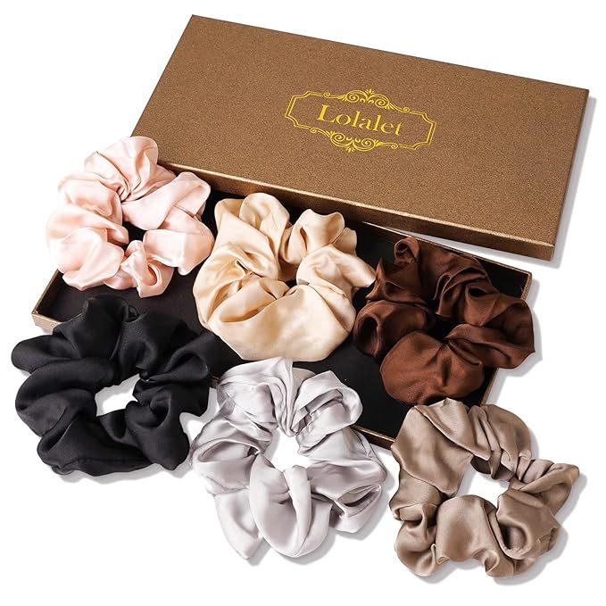 Lolalet Scrunchies for Women, Satin Hair Softer Than Silk Ties Sleep, Big Scrunchy Ponytail Holde... | Amazon (US)