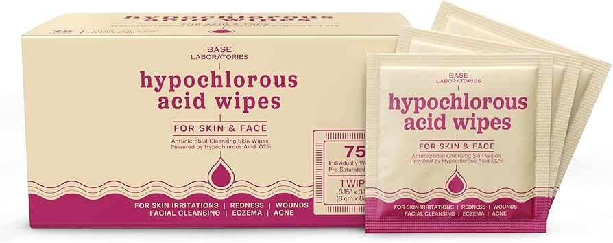 BASE LABORATORIES Hypochlorous Acid Wipes for Face & Skin - Magic Facial Cleansing Wipes - Daily ... | Amazon (US)