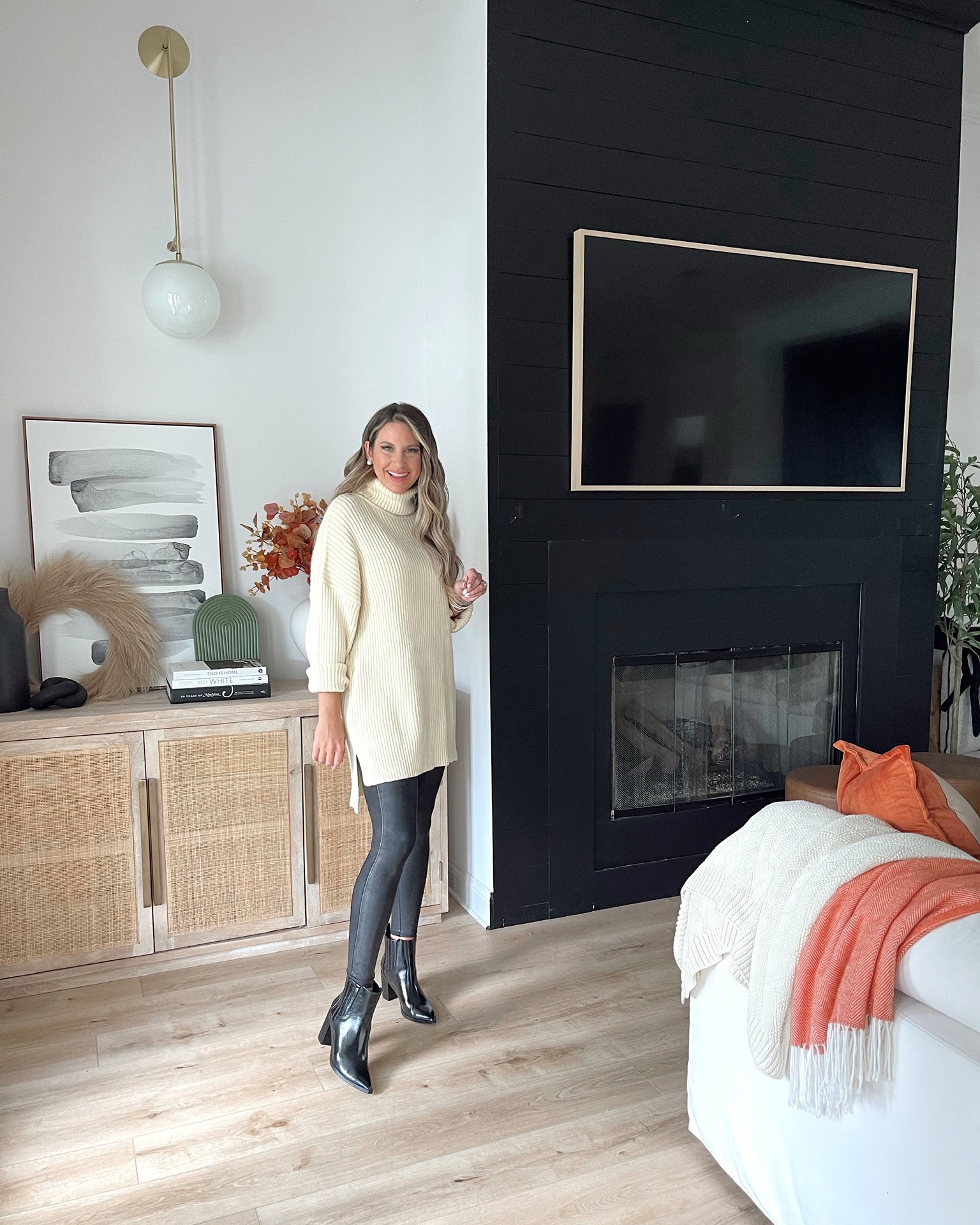 In a large sweater and small leggings for fall from Amazon - sized up for longer length on sweater. 

#LTKunder50 #LTKstyletip #LTKSeasonal