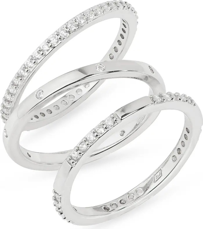 NORDSTROM RACK Set of 3 Cubic Zirconia Inset Stacking Band Rings | Nordstromrack | Nordstrom Rack