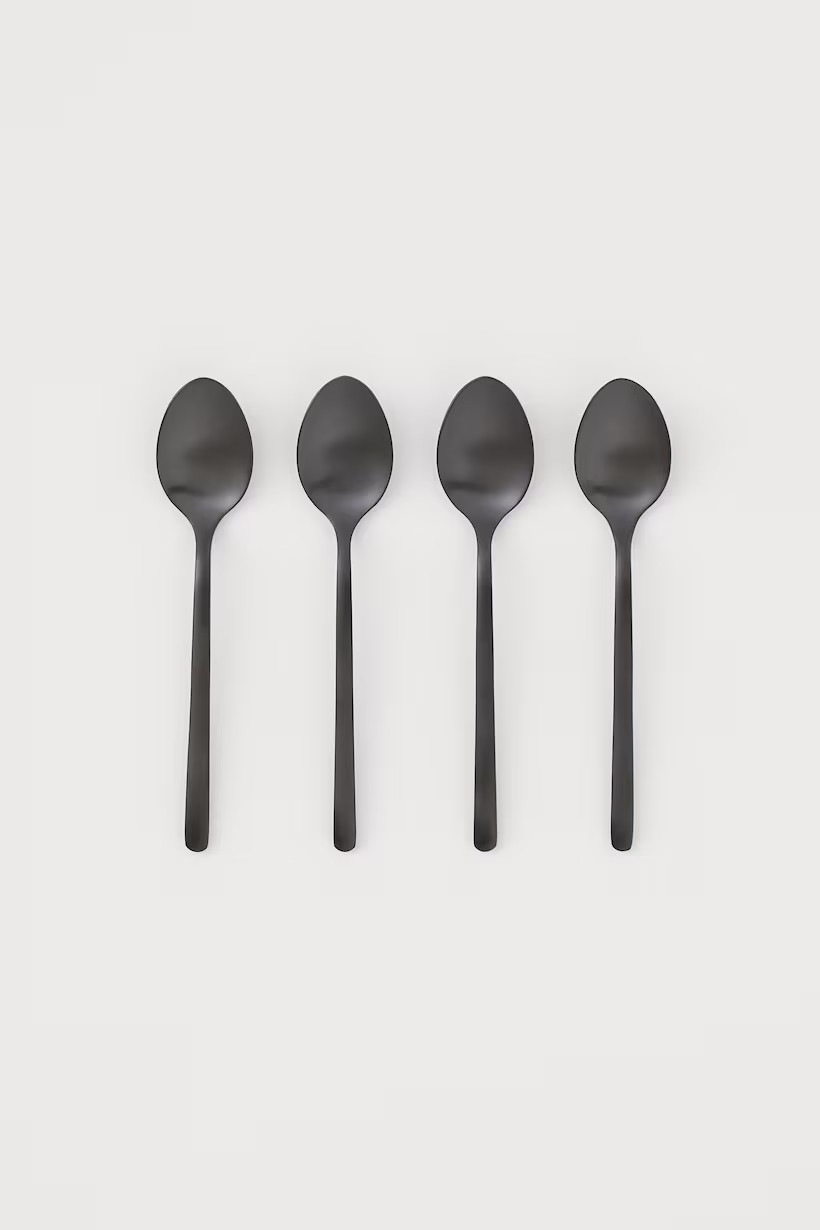4-pack Teaspoons - Black/matte - Home All | H&M US | H&M (US + CA)