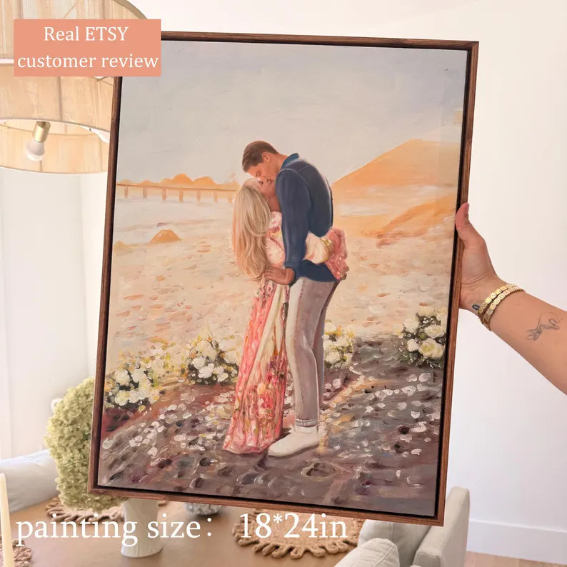 Custom Hand-Painted Portrait Oil Painting from Photo Gift for Couple Wedding Engagement and Famil... | Etsy (Global)