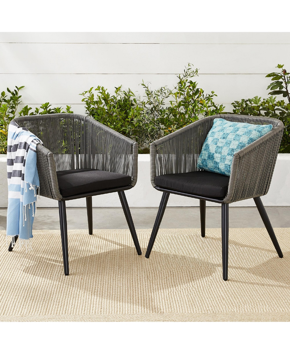 Best Choice Products Set of 2 Indoor Outdoor Patio Dining Chairs Woven Wicker Seating Set 250lb Capacity - Gray/Black - Gray/black | Macy's