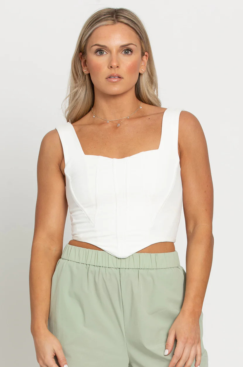 White Cream Corset Tank Top | Gold Hinge