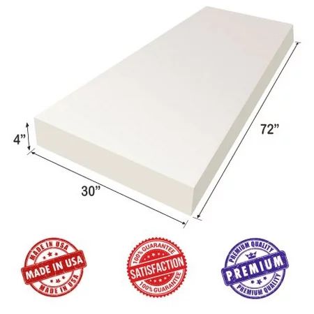 Upholstery Foam Cushion Sheet - 4""x30""x72"", High Density Support-Premium Luxury Quality- Good for | Walmart (US)