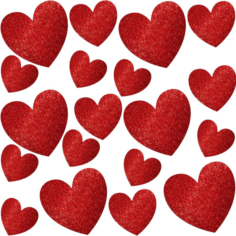 Dazzling Red Glitter Paper Heart Cutouts Mega Pack - 5", 7", 11.5" (Pack Of 20) | Perfect For Dec... | Amazon (US)