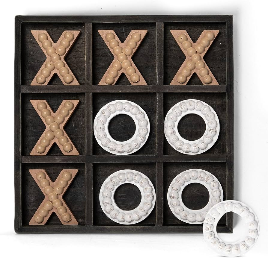 GENMOUS Wooden Tic Tac Toe Game Board for Seniors Family Indoor Game, 10.6 Inch Black Rustic Gian... | Amazon (US)