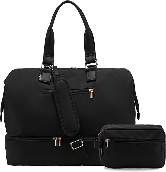 Weekender Bags for Women, Large Travel Duffel Bag with Shoes Compartment, Carry On Overnight Tote... | Amazon (US)