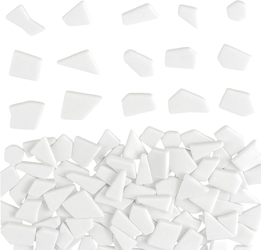 Youway Style White Mosaic Tiles for Crafts Bulk,200g Broken Glass Pieces for DIY Spring Mosaic Ar... | Amazon (US)