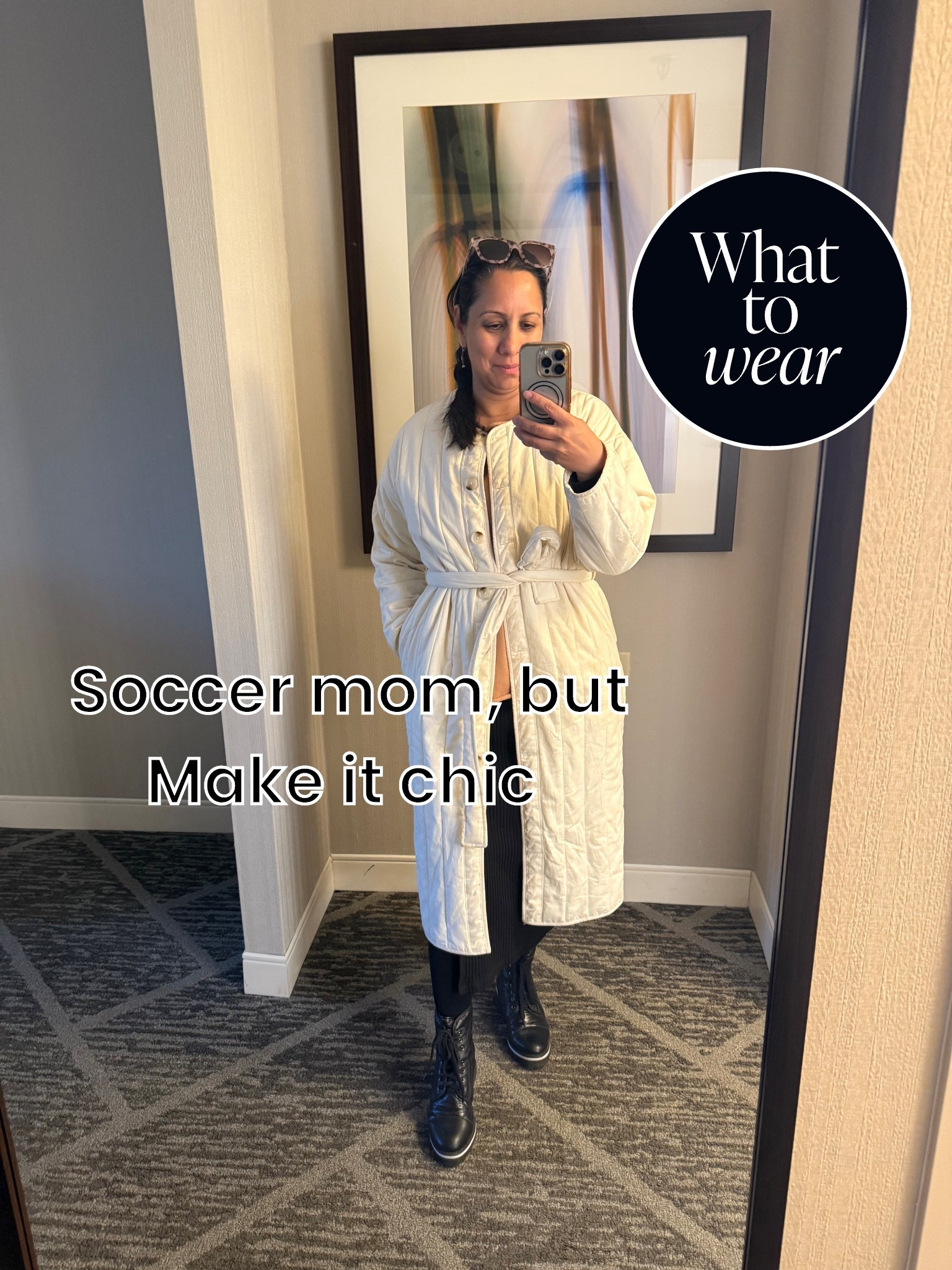 Heading out to a morning soccer game in cold temperatures🥶 

Wearing fleece lined tights, black boots, a black sweater dress and a long white quilted coat. 

#soccermom #coldweather 


#LTKStyleTip #LTKOver40 #LTKSeasonal
