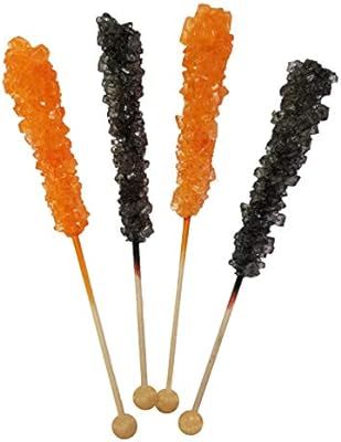 Halloween Rock Candy Crystal Sticks- 6 Orange & 6 Black Spooky Colored Scary Candy Lollipop Stick... | Amazon (US)