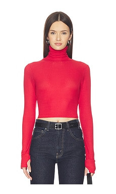 Michael Lauren Cormac Turtleneck Crop Top in Brick from Revolve.com | Revolve Clothing (Global)