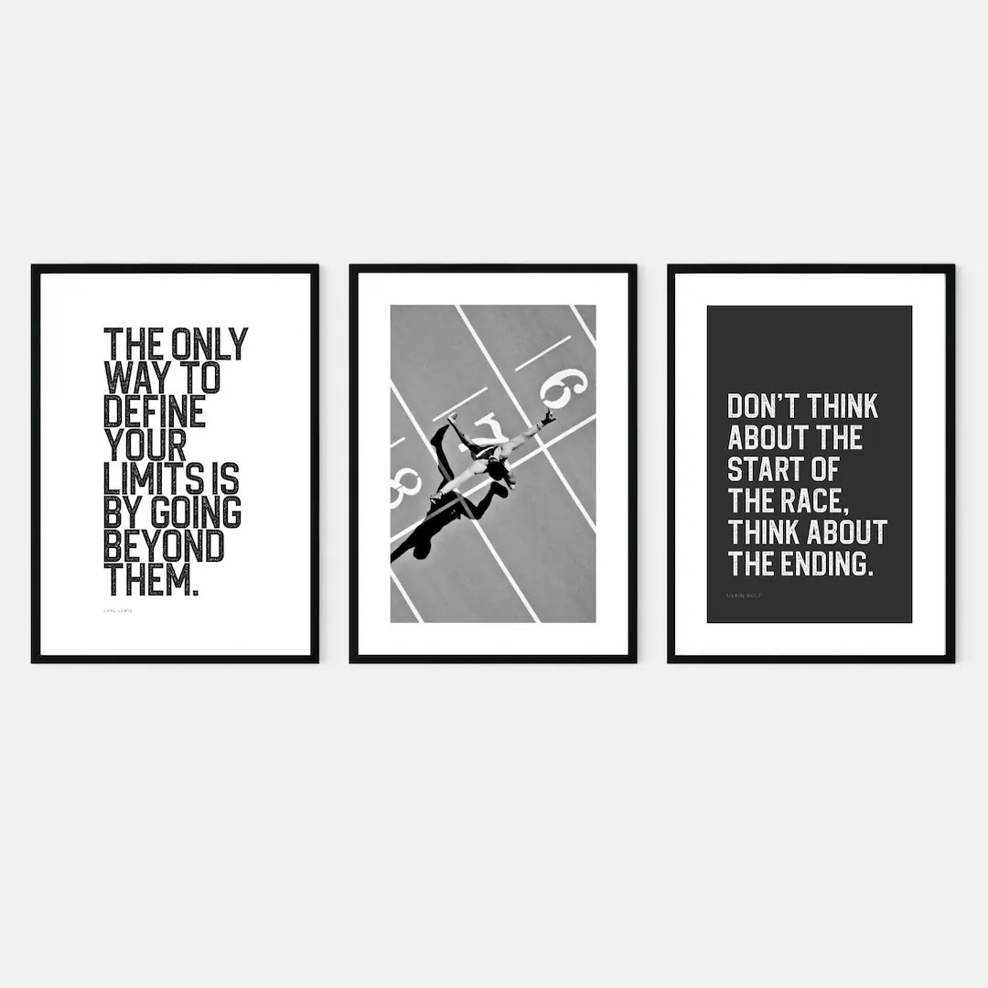 Running Track Set of 3 Printable Posters With Famous Inspirational Quotes From Runners Teen Boys ... | Etsy (US)