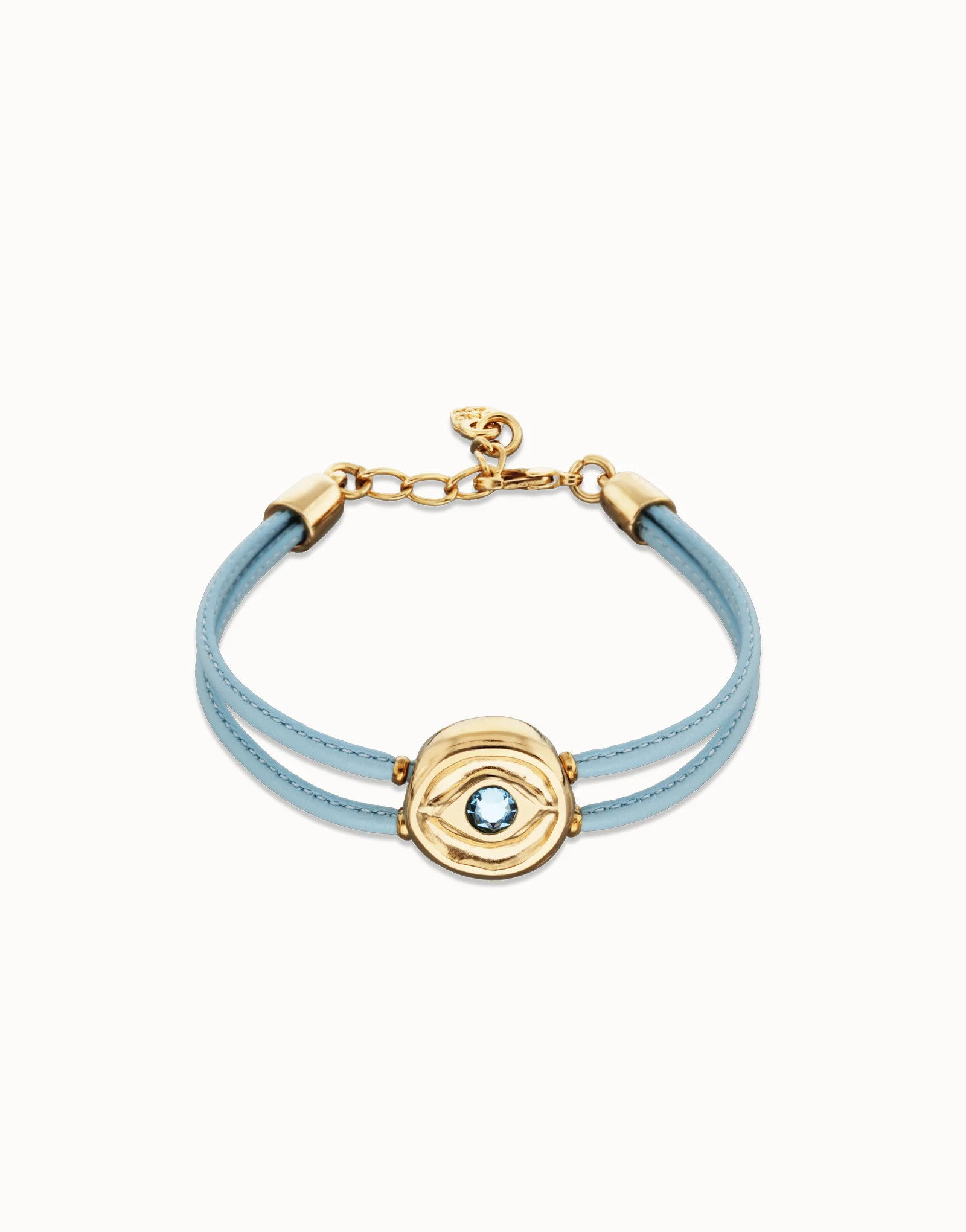 Double blue leather birthstone bracelet with eye | UNOde50