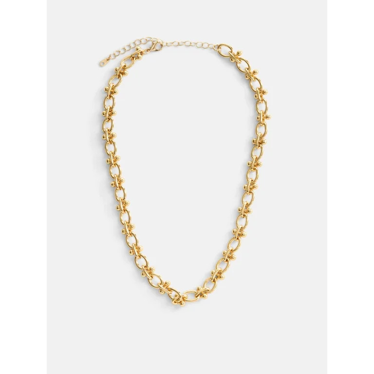 Free Assembly Women's Goldtone Statement Chain Necklace, 16" + 3" Extender | Walmart (US)