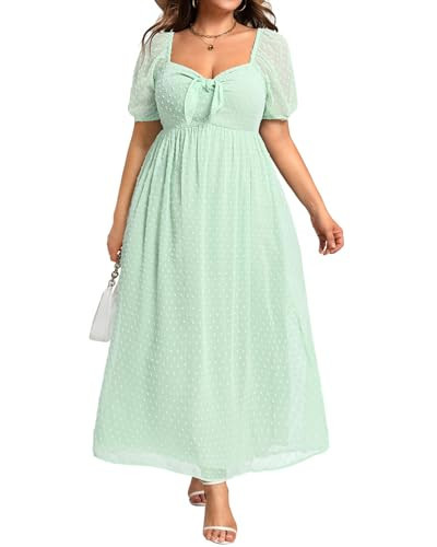Easter Dress Plus Size Summer Casual Baby Shower Graduation Pastel Sage Green Flowy Swiss Dot Smocked Maxi Dress 2026 | Amazon (US)