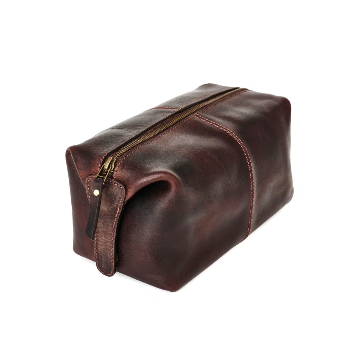 Classic Dark Brown Leather Wash Bag | Wolf & Badger