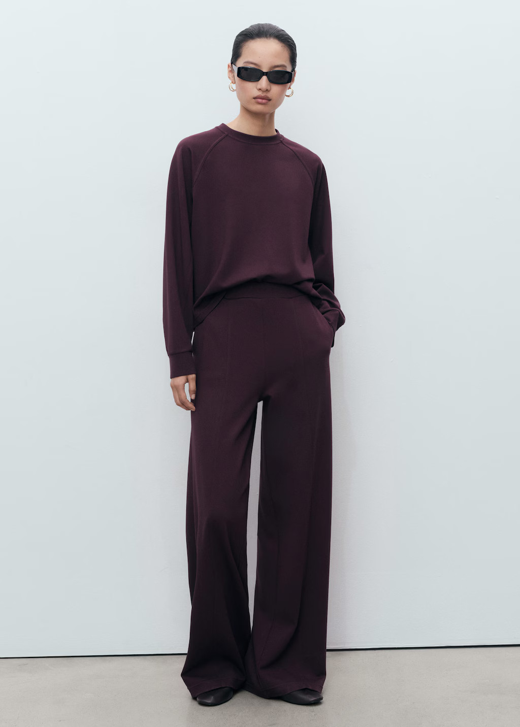 Jogger pants with elastic waist burgundy - Woman - M - MANGO | Mango (US/MX/AU)