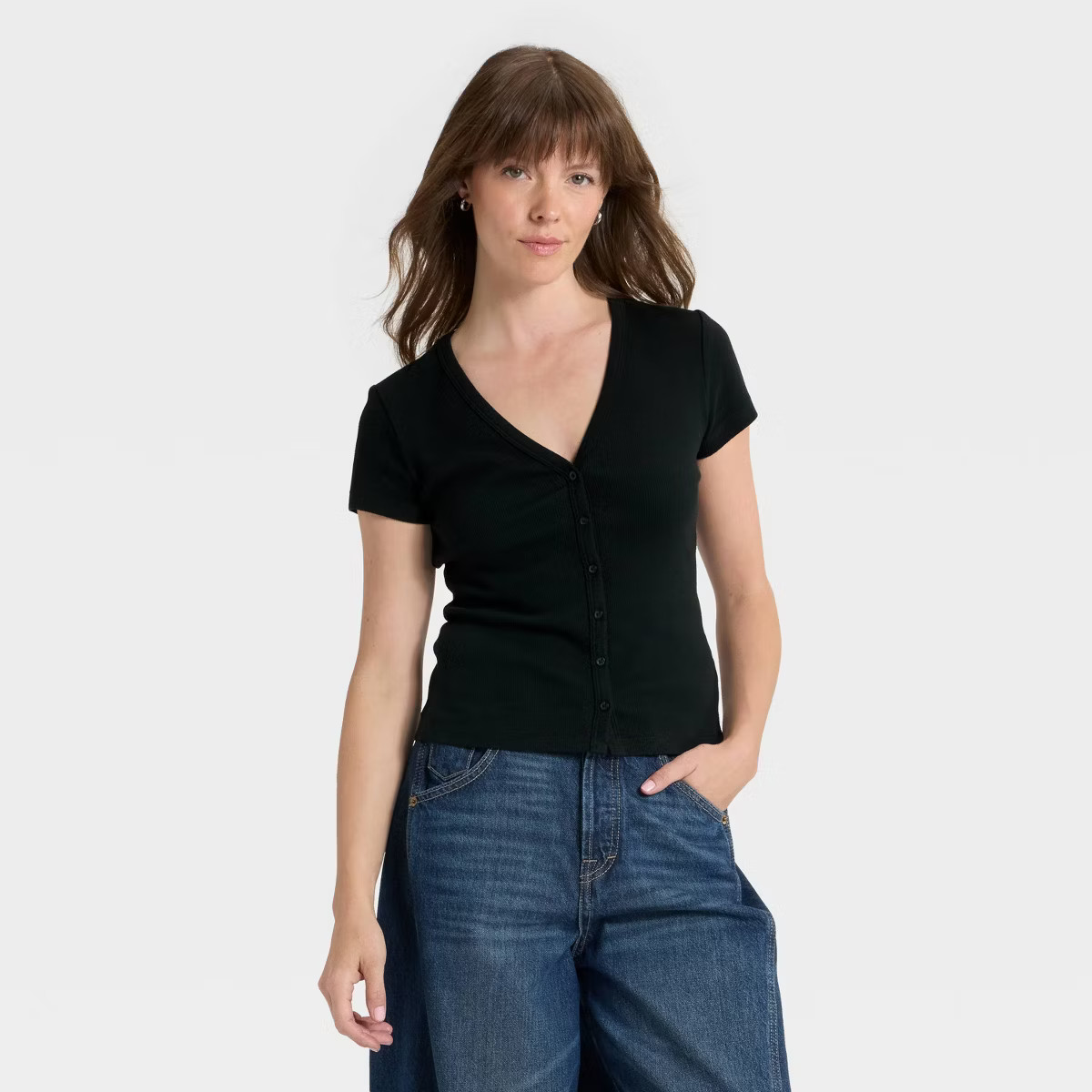 Women's Short Sleeve V-Neck Button-Down Shirt - Universal Thread™ | Target