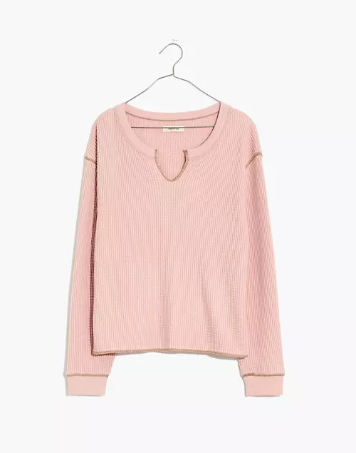 Waffle Split-Neck Crop Tee | Madewell